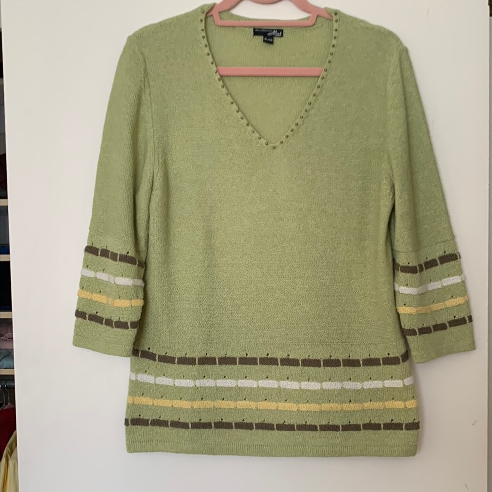 Green V-Neck Women's Sweater